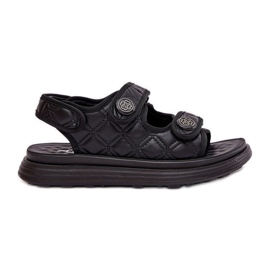 Sandalias para mujeres con detalles decorativos de velcro negro