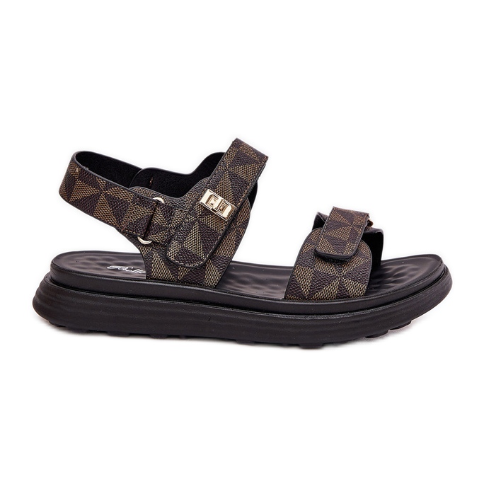 Sandalias de material para mujeres en la plataforma Black and Brown marrón