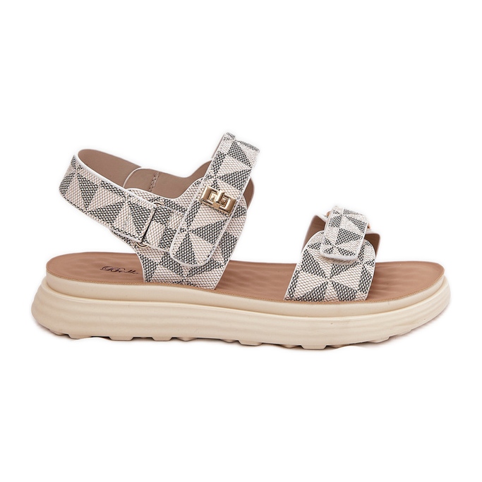 Sandalias de material para mujeres en la plataforma beige