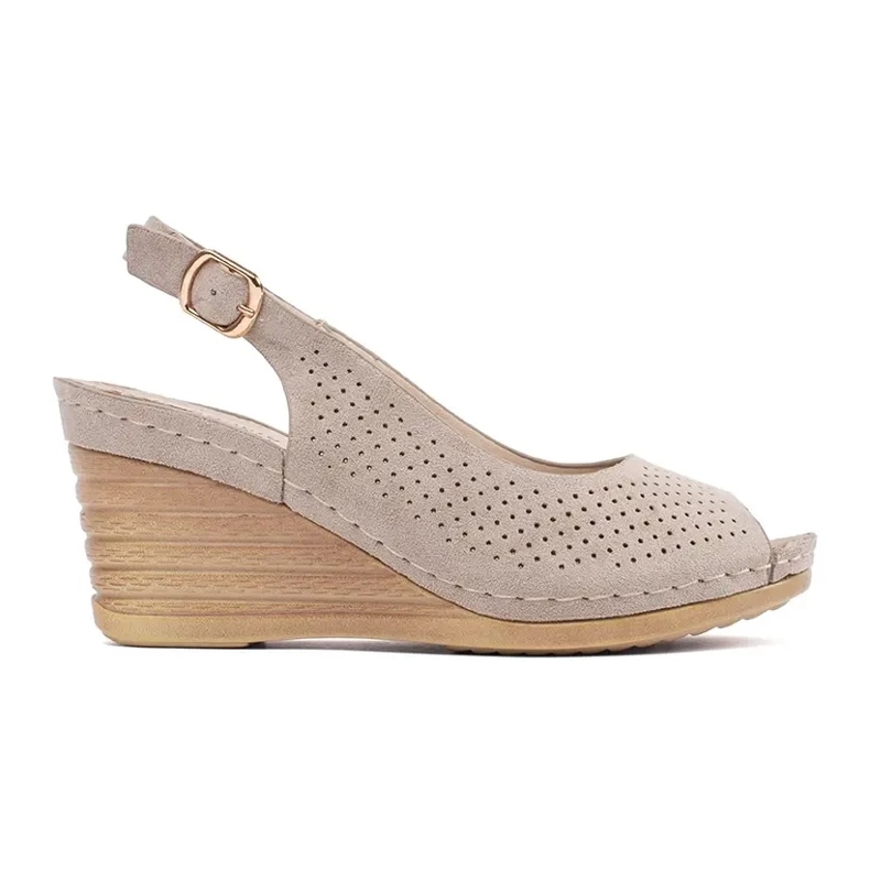 Goodin Sandalias de trabajo abiertos beige en cuña Goodin Sandalias de trabajo abiertos beige en cuña