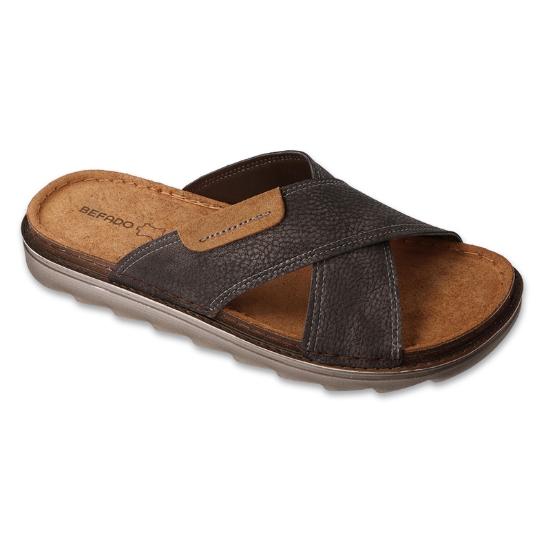 Zapatillas de cuero para hombres befado 158m027 marrón