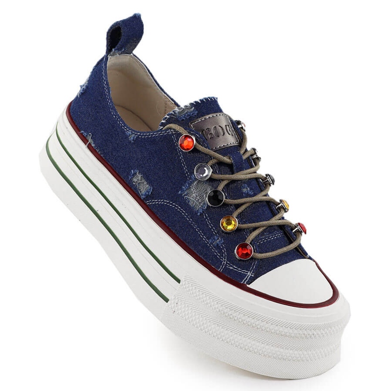 Zapatillas de mezclilla en la plataforma Blue Goe RR2N4103 azul