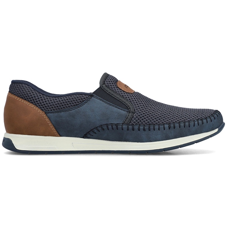 Zapatos para hombres cómodos mocasines azul marino Rieker 11954-14