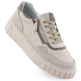 Zapatillas de deporte de cuero en la plataforma beige Filippo DP6862