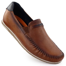 Cuero mocasines Los cómodos bugatti marrón deslizantes de los hombres RR153207