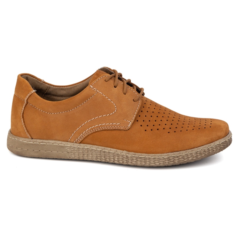 KOMODO Zapatos de cuero para hombres casuales 933/l/2 groseros naranja