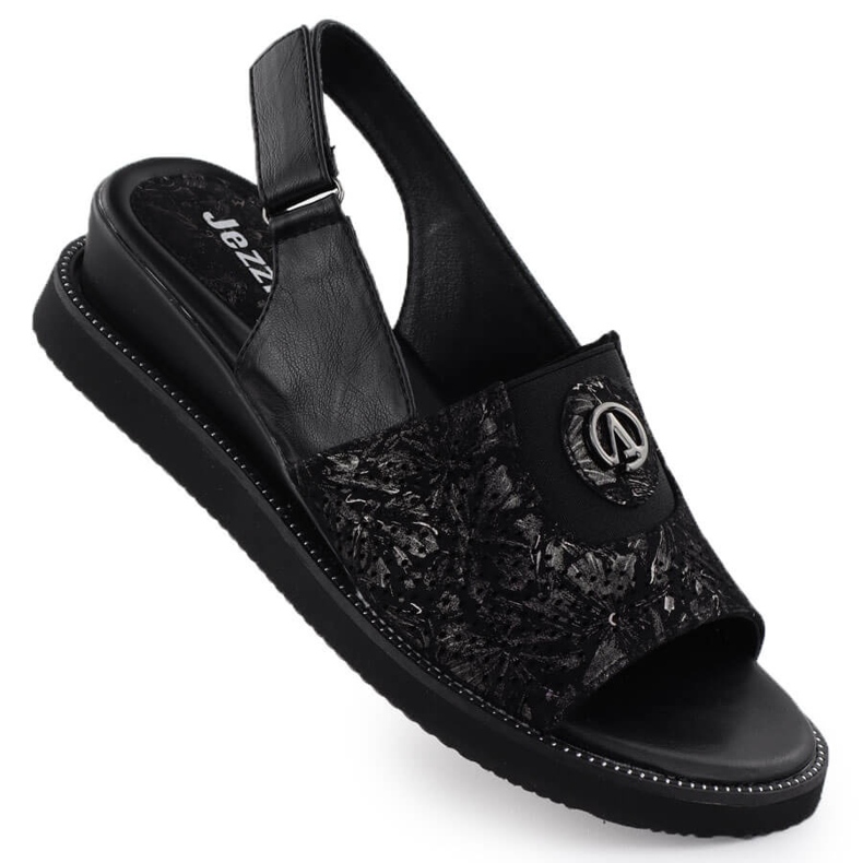 Sandalias de mujeres en una plataforma con Jezzi RMR2267-2 de goma de goma negro
