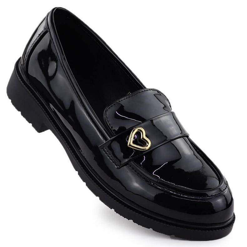 S.Barski Moccasins zapatos lacados para mujeres Black S. Barski Hy51-379 negro