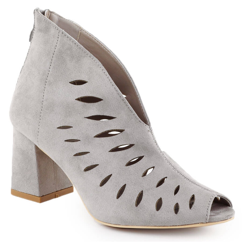 Toe de gamuza para mujeres Potocki gris 20318 botas de pura femenina para mujeres