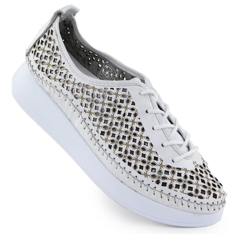 Zapatos de cuero para mujeres abiertos en la plataforma blanca T.Sokolski 0714 blanco