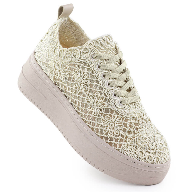Zapatos de encaje para mujeres en la plataforma Beige T.Sokolski W503