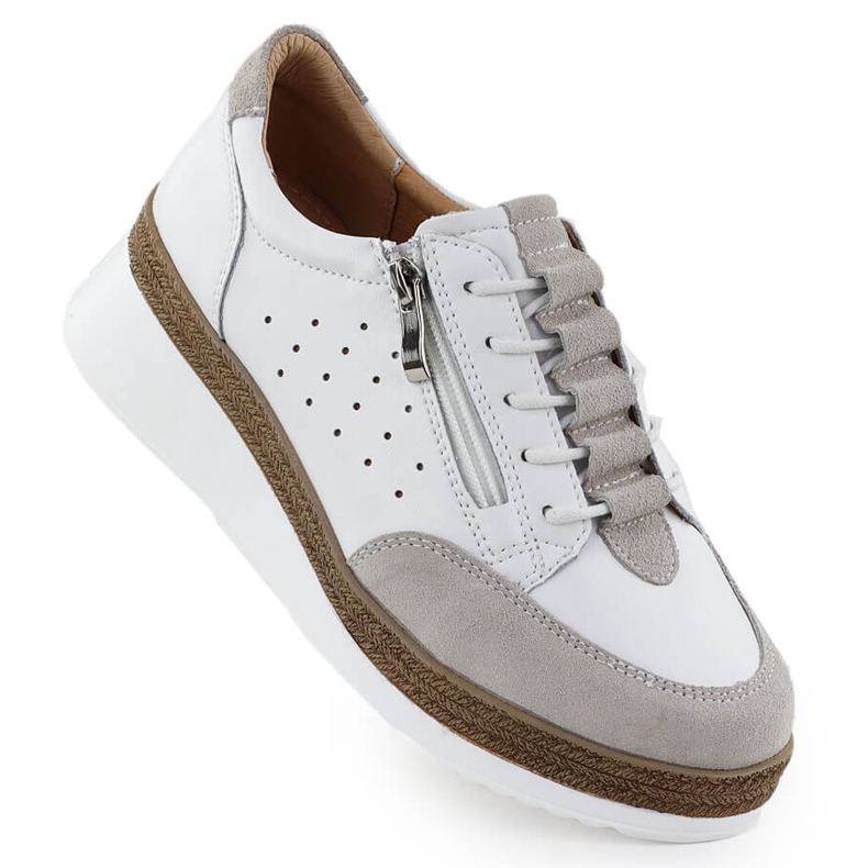 Zapatos de cuero para mujeres para cuñas blancas T.Sokolski W25-202 blanco