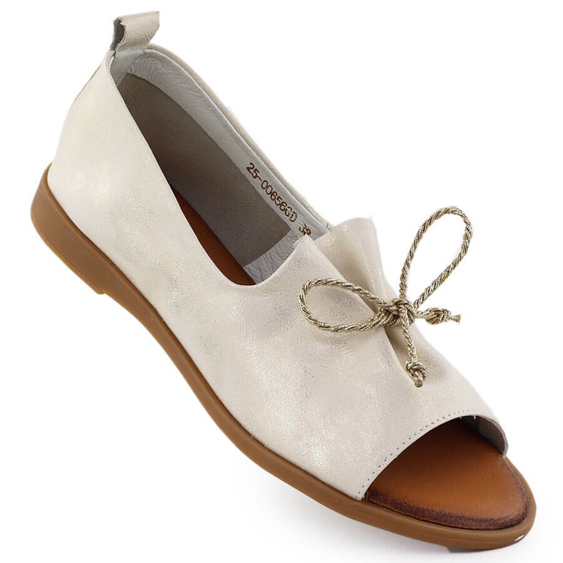 Cambell Zapatos de cuero con dedos desnudos Golden Camell SZ00656 dorado