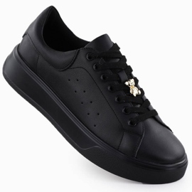 Cambell Zapatos deportivos de cuero para mujeres con Camell Negro SZ00635 Oso de peluche