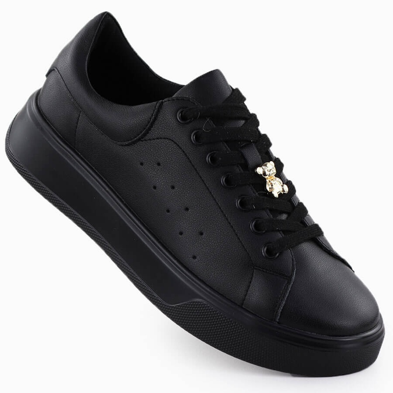 Cambell Zapatos deportivos de cuero para mujeres con Camell Negro SZ00635 Oso de peluche