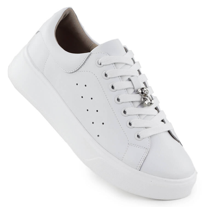 Cambell Zapatos de cuero para mujeres con Białe Camell SZ00635 Teddy Bear blanco