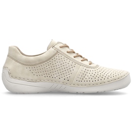 Zapatos de cuero para mujeres Beige perforados Rieker 52546-60