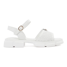Goodin Sandalias de mujer de Facturwork White en la plataforma con un adorno blanco