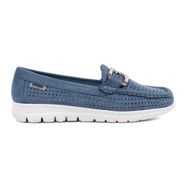 Goodin Mocasines azules abiertos con una cadena decorativa