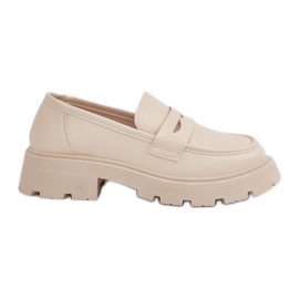 Mocasines Mujer Piel Ecológica, Beige Claro