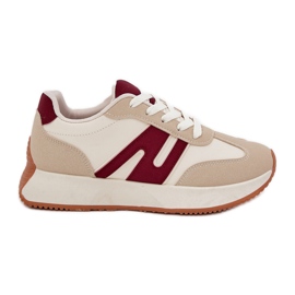 Zapatos deportivos femeninos en la plataforma beige-blue