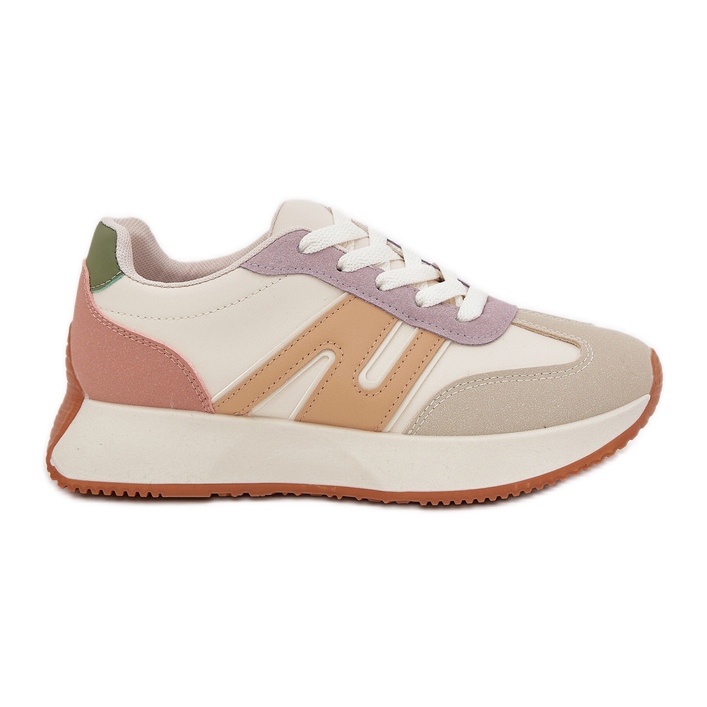 Zapatos deportivos femeninos en la plataforma multicolor beige