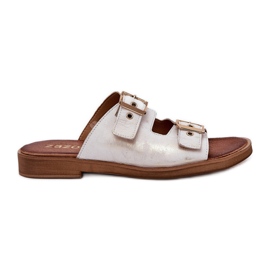 Chanclas planas de cuero con Zazoo 3020 Zloty Zloty limpia dorado