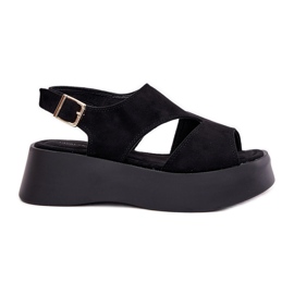 Sandalias para mujeres en la plataforma Eco Suede Black negro Sandalias para mujeres en la plataforma Eco Suede Black negro