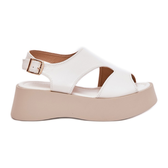 Sandalias para mujeres en la plataforma Eco White Leather blanco