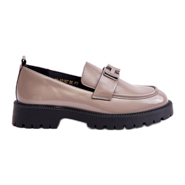 Vinceza Varnished Women's Loafers 62187 Beige-Gray