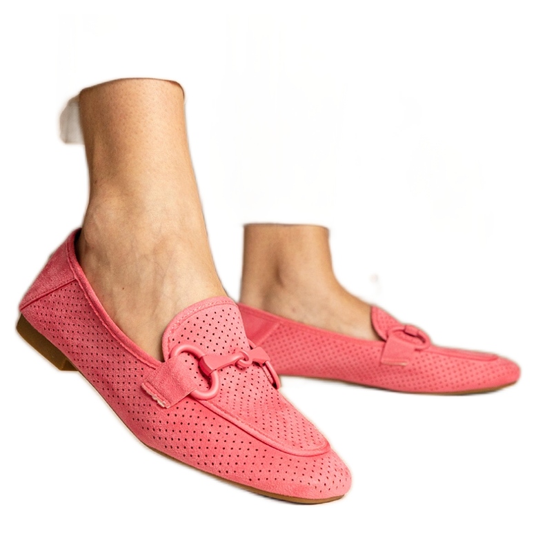 Mocasines de trabajo de mujer rosado con un adorno Mocasines de trabajo de mujer rosado con un adorno