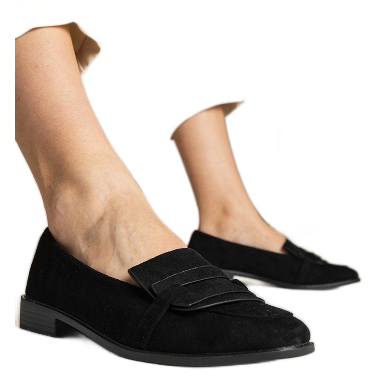 Mocasines clásicos de mujeres negras hechas de ekozamsz negro