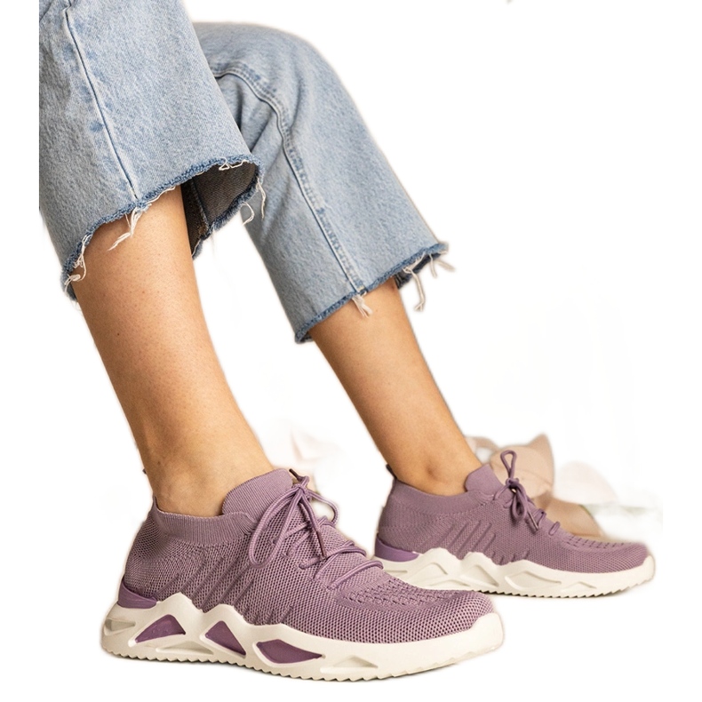 Zapatillas violetas para mujeres con una parte superior de SHOCKING Zapatillas violetas para mujeres con una parte superior de SHOCKING