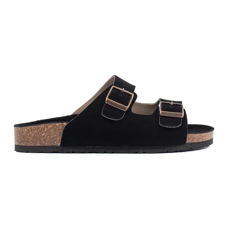 Goodin Chanclas de cuero negro