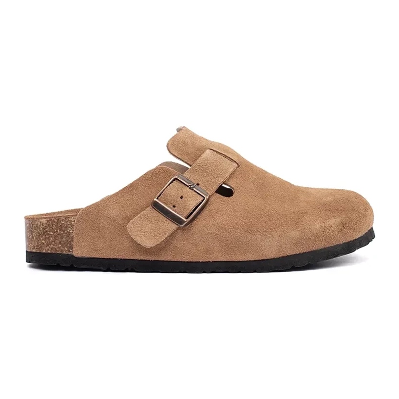 Goodin Chanclas de cuero marrón