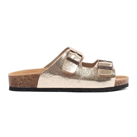 Goodin Chanclas metálicas doradas sobre una suela plana dorado Goodin Chanclas metálicas doradas sobre una suela plana dorado
