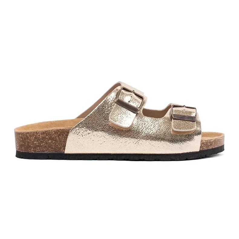 Goodin Chanclas metálicas doradas sobre una suela plana dorado