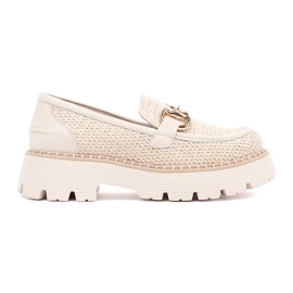 Goodin Mocasines beige en la plataforma con una cadena dorada