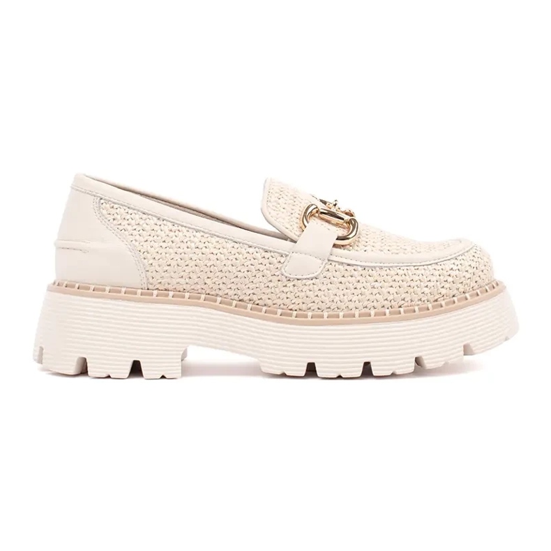 Goodin Mocasines beige en la plataforma con una cadena dorada Goodin Mocasines beige en la plataforma con una cadena dorada