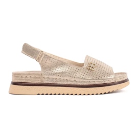 Goodin Sandalias de oro suaves con un adorno dorado