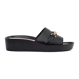 Goodin Chanclas de mujer negras con cadena. negro