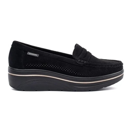 Goodin Mocasines negros en una suela gruesa