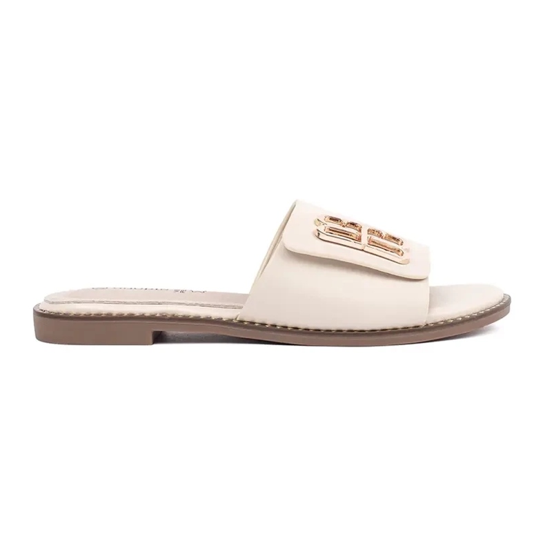 Goodin Light -Beige Femen's Flaps en una suela plana con un adorno