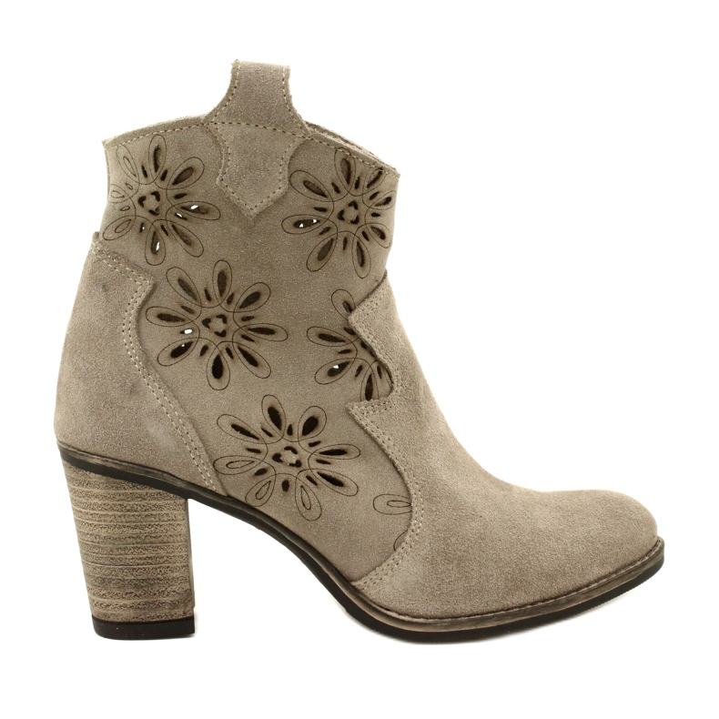 Olivier Botas de cuero para mujer abiertas beige gris claro