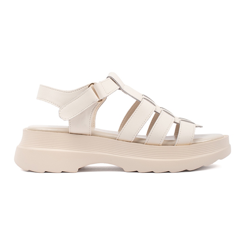 Goodin Sandalias beige en la plataforma de cuero
