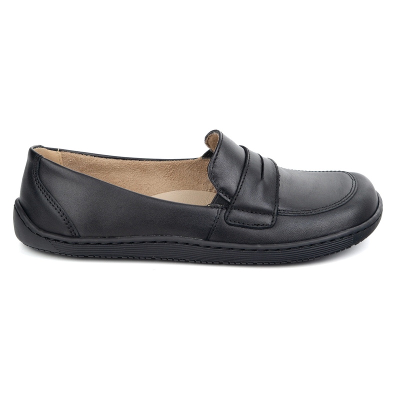 Olivier Barefoot elegante mocasines de cuero minimalista de mujeres 1280 Cara negra negro