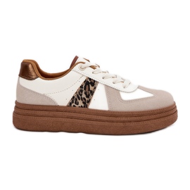 Zapatillas de deporte para mujeres en la plataforma leopardo beige