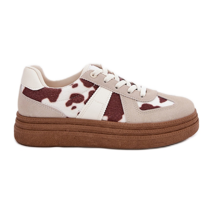 Zapatillas para mujeres en la plataforma en parches beige