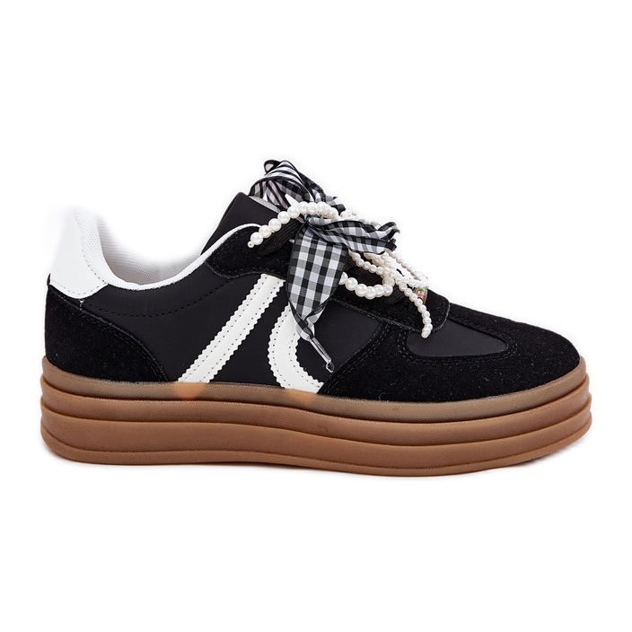 Zapatillas para mujeres en la plataforma con decoraciones negras negro Zapatillas para mujeres en la plataforma con decoraciones negras negro