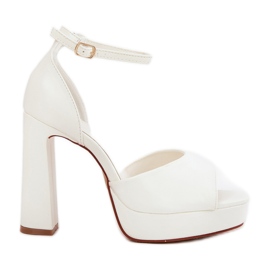 Sandalias de mujeres en el poste y la plataforma Eco Leather White blanco